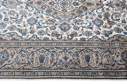Full view of 2000s Kashan rug from Iran / Persia, 300 × 194 cm in Beige tones