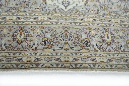 Full view of 2000s Kashan rug from Iran / Persia, 350 × 245 cm in Beige tones