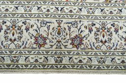 Full view of 2000s Kashan rug from Iran / Persia, 360 × 245 cm in Beige tones