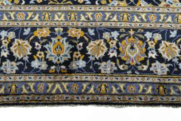 Full view of 2000s Kashan rug from Iran / Persia, 374 × 276 cm in Blue tones