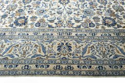 Full view of 2000s Kashan rug from Iran / Persia, 412 × 292 cm in Beige tones