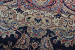 Full view of 1930s Kashan rug from Iran / Persia, 361 × 266 cm in Blue tones