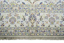 Full view of 2000s Kashan rug from Iran / Persia, 301 × 207 cm in Beige tones