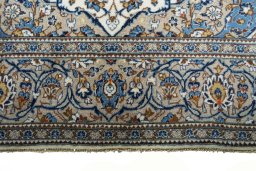 Full view of 2000s Kashan rug from Iran / Persia, 303 × 200 cm in Beige tones