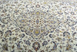 Central medallion detail of 2000s Kashan rug from Iran / Persia