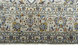 Full view of 2000s Kashan rug from Iran / Persia, 352 × 248 cm in Beige tones