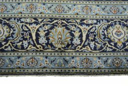 Full view of 2000s Kashan rug from Iran / Persia, 409 × 315 cm in Blue tones