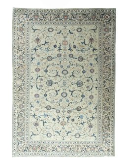 Full view of 2000s Kashan rug from Iran / Persia, 354 × 246 cm in Green tones