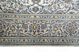 Full view of 2000s Kashan rug from Iran / Persia, 310 × 210 cm in Beige tones
