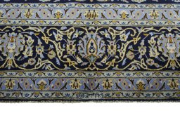 Full view of 2000s Kashan rug from Iran / Persia, 396 × 310 cm in Blue tones