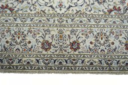 Full view of 2000s Kashan rug from Iran / Persia, 346 × 246 cm in Beige tones