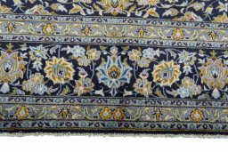 Full view of 2000s Kashan rug from Iran / Persia, 395 × 300 cm in Blue tones
