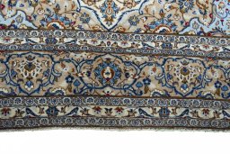 Full view of 2000s Kashan rug from Iran / Persia, 350 × 242 cm in Beige tones
