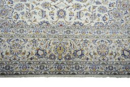 Full view of 2000s Kashan rug from Iran / Persia, 411 × 303 cm in Beige tones