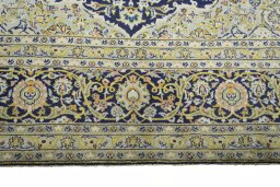 Full view of 2000s Kashan rug from Iran / Persia, 408 × 296 cm in Blue tones