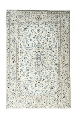 Full view of 2000s Kashan rug from Iran / Persia, 294 × 192 cm in Beige tones