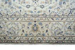 Full view of 2000s Kashan rug from Iran / Persia, 294 × 192 cm in Beige tones