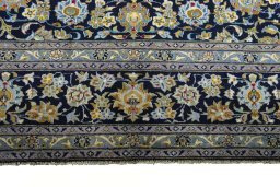 Full view of 2000s Kashan rug from Iran / Persia, 395 × 302 cm in Blue tones