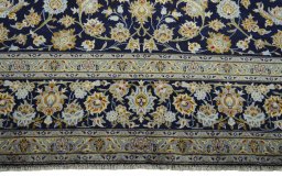 Full view of 2000s Kashan rug from Iran / Persia, 420 × 311 cm in Blue tones