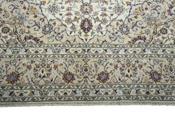 Full view of 2000s Kashan rug from Iran / Persia, 351 × 246 cm in Beige tones