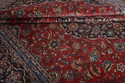 Close-up detail of 2000s Kashan rug from Iran / Persia showing Wool weave