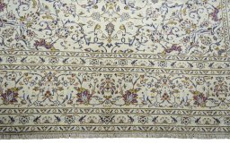 Full view of 2000s Kashan rug from Iran / Persia, 346 × 238 cm in Beige tones