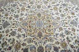 Central medallion detail of 2000s Kashan rug from Iran / Persia