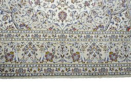 Full view of 2000s Kashan rug from Iran / Persia, 350 × 238 cm in Beige tones