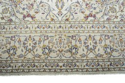 Full view of 2000s Kashan rug from Iran / Persia, 298 × 192 cm in Beige tones