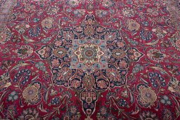 Central medallion detail of 1930s Kashan rug from Iran / Persia