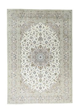 Full view of 2000s Kashan rug from Iran / Persia, 347 × 240 cm in Beige tones