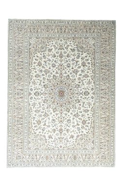 Full view of 2000s Kashan rug from Iran / Persia, 331 × 245 cm in Beige tones