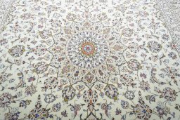 Central medallion detail of 2000s Kashan rug from Iran / Persia