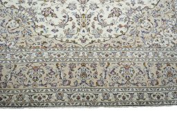Full view of 2000s Kashan rug from Iran / Persia, 331 × 245 cm in Beige tones