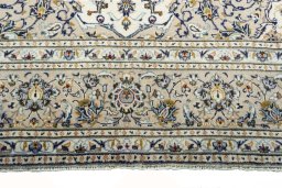 Full view of 2000s Kashan rug from Iran / Persia, 346 × 246 cm in Beige tones