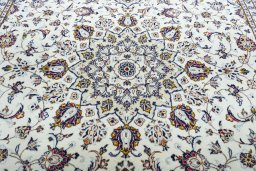 Central medallion detail of 2000s Kashan rug from Iran / Persia