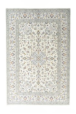 Full view of 2000s Kashan rug from Iran / Persia, 303 × 202 cm in Beige tones