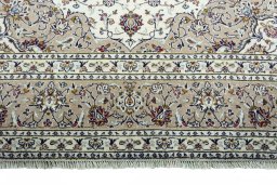 Full view of 2000s Kashan rug from Iran / Persia, 343 × 247 cm in Beige tones