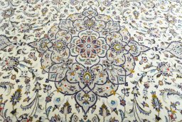 Central medallion detail of 2000s Kashan rug from Iran / Persia
