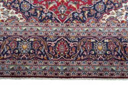 Full view of 2000s Kashan rug from Iran / Persia, 348 × 247 cm in Red tones
