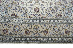 Full view of 2000s Kashan rug from Iran / Persia, 346 × 247 cm in Beige tones