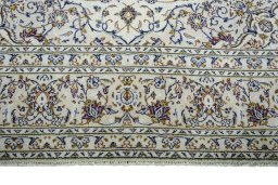 Full view of 2000s Kashan rug from Iran / Persia, 356 × 250 cm in Beige tones