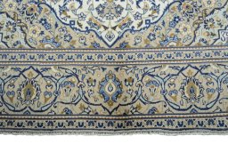 Full view of 2000s Kashan rug from Iran / Persia, 307 × 188 cm in Beige tones