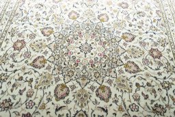 Central medallion detail of 2000s Kashan rug from Iran / Persia