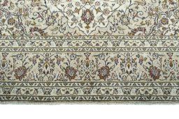 Full view of 2000s Kashan rug from Iran / Persia, 296 × 196 cm in Beige tones