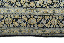 Full view of 2000s Kashan rug from Iran / Persia, 387 × 290 cm in Blue tones