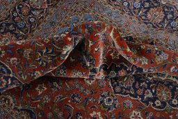 Surface texture of New Kashan rug with natural Cork and intricate pattern