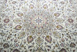 Central medallion detail of 2000s Kashan rug from Iran / Persia