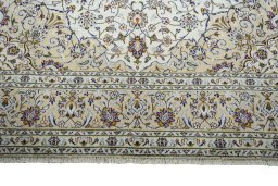 Full view of 2000s Kashan rug from Iran / Persia, 346 × 245 cm in Beige tones