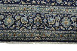 Full view of 2000s Kashan rug from Iran / Persia, 401 × 284 cm in Blue tones